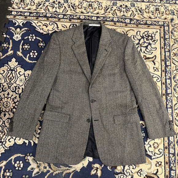 Hickey Freeman Men's Classic Gray Tweed Wool & Cashmere Jacket Coatblazer 40 R